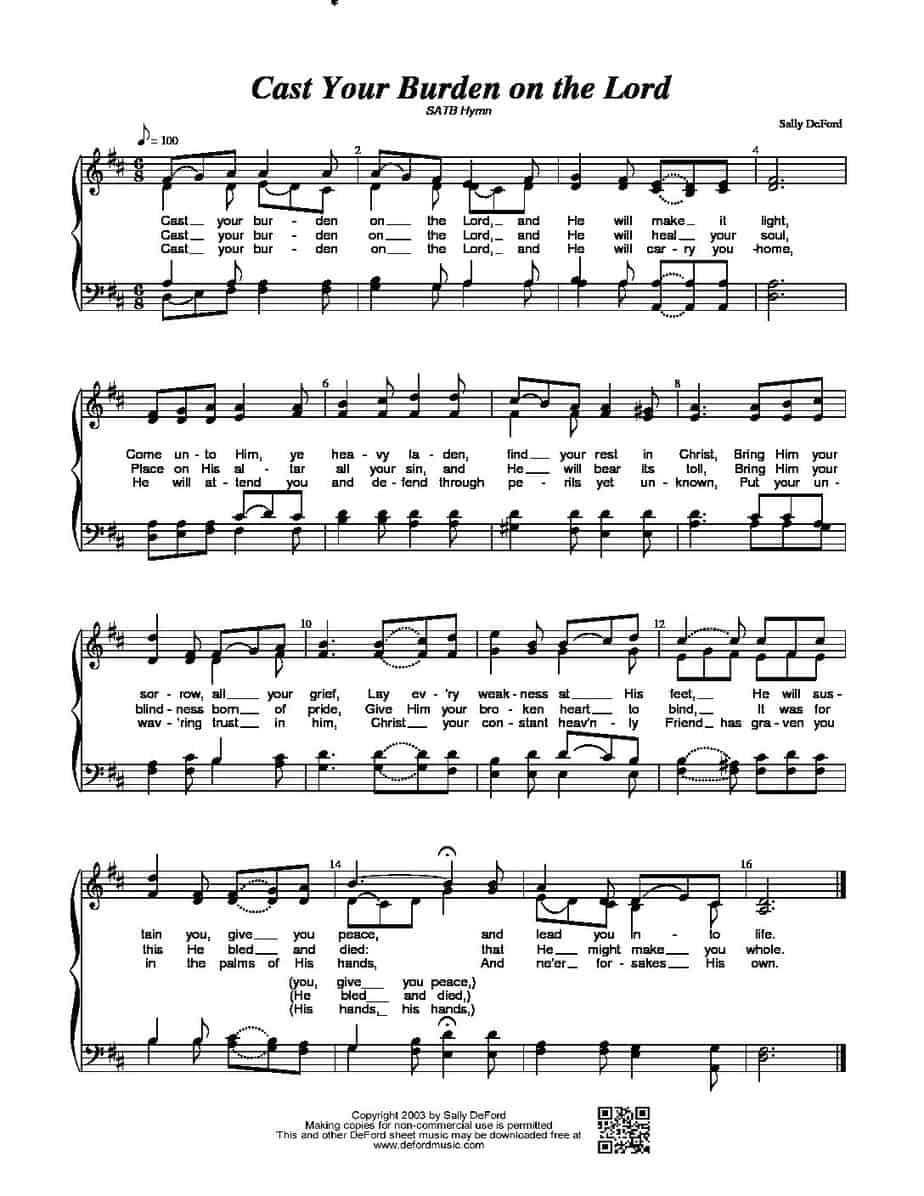 Satb Hymn – Cast Your Burden On The Lord 