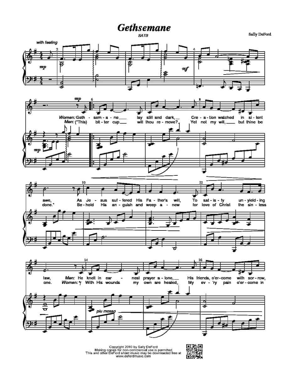 SATB: Gethsemane | Sally DeFord Music