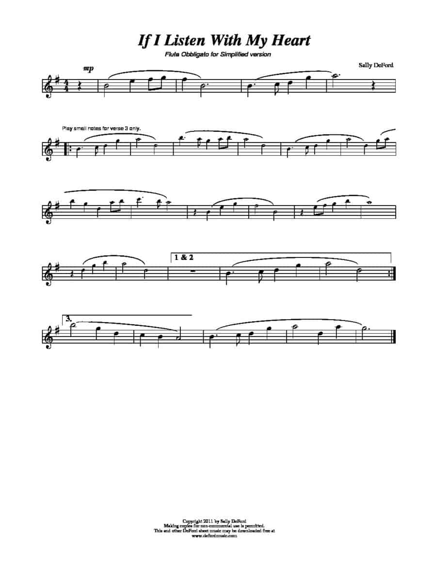 Children If I Listen With My Heart Flute (use with simplified