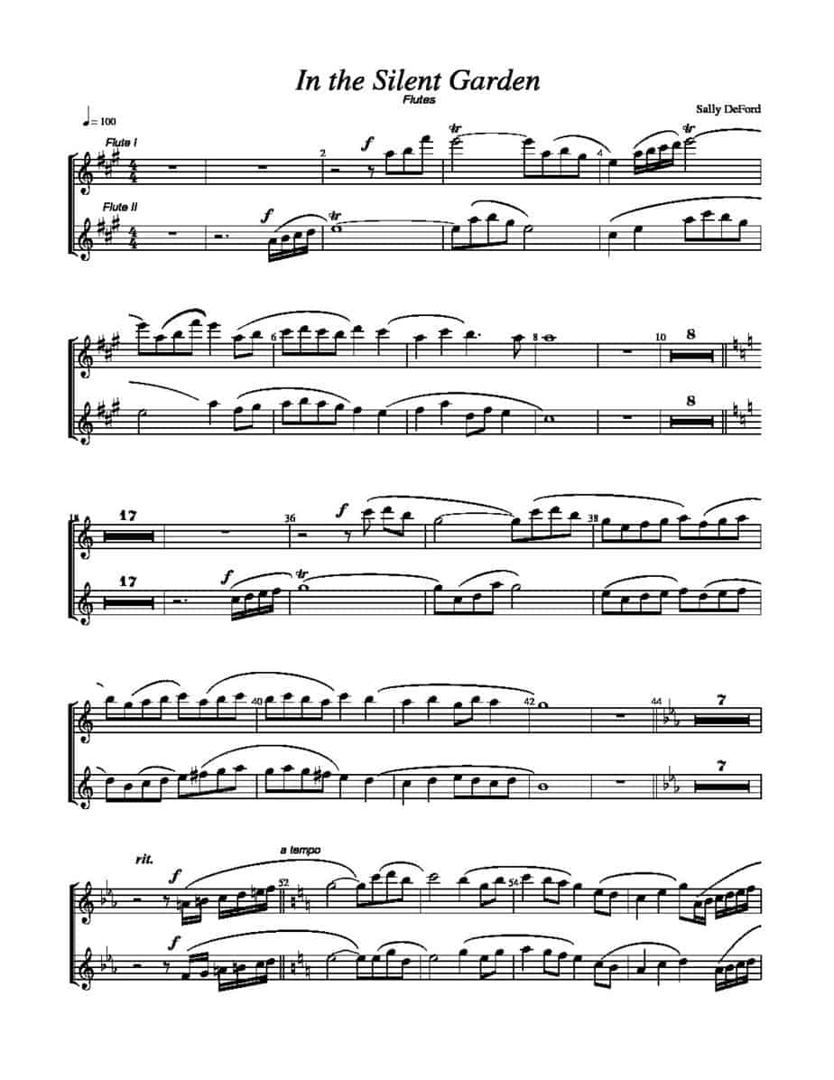 In the Silent Garden SSAATTBB anthem (Flutes) Sally DeFord Music