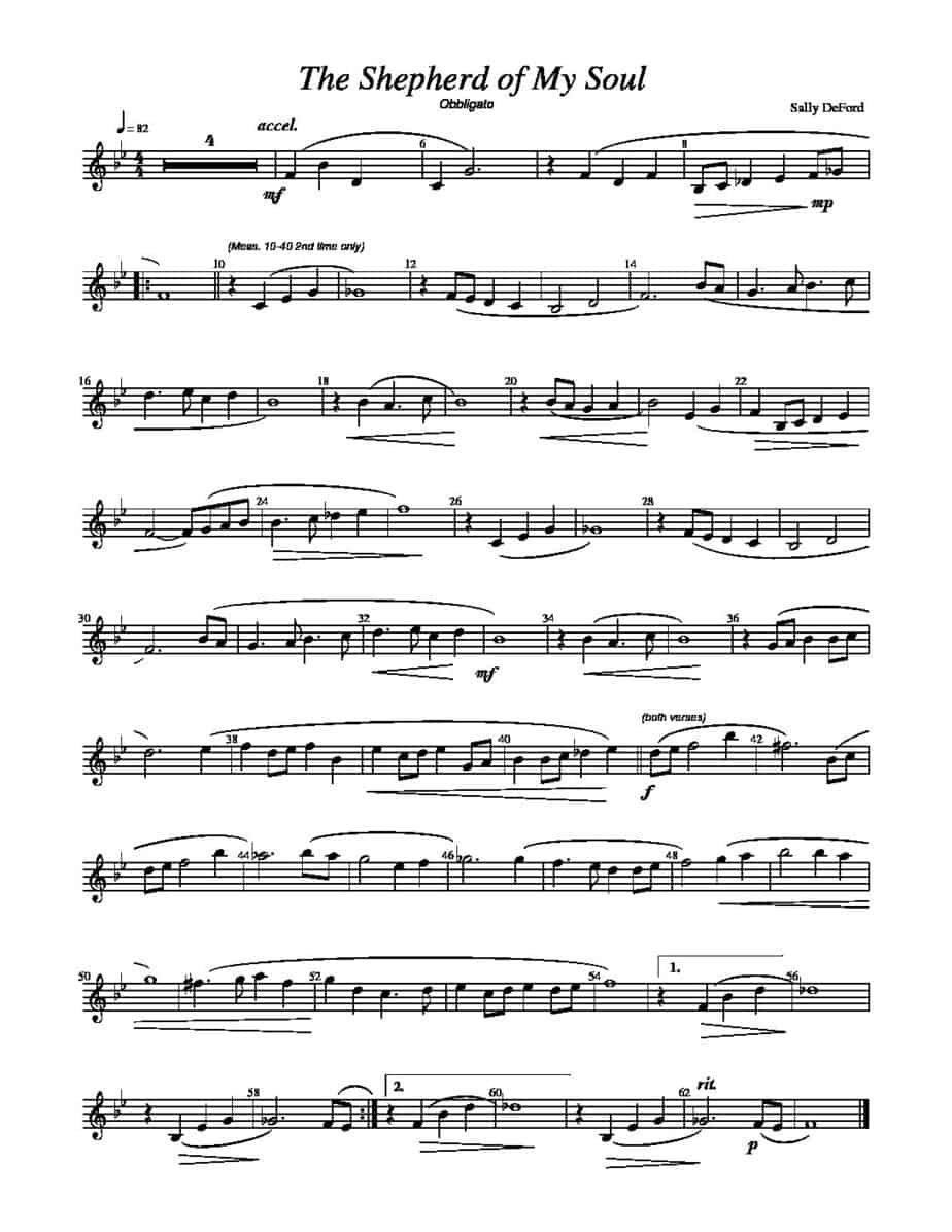 The Shepherd of My Soul – Obbligato (use with Solo) | Sally DeFord Music