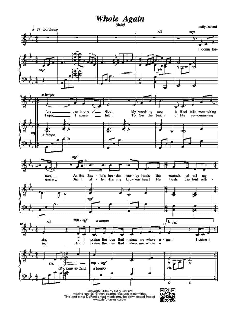 Whole Again -Solo (Original version) | Sally DeFord Music
